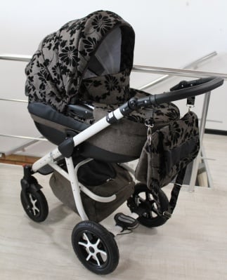 Gusio-Бебешка количка 2в1 Maseratti цвят:кафяв лен с цветя