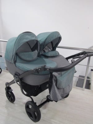 Бебешка количка за близнаци 2в1 Jumper 5 Duo:сив/зелен