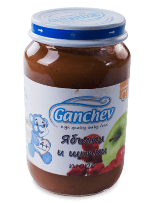 Ganchev-пюре ябълки и шипки 4м+ 190гр