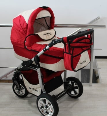Бебешка количка Arte 3x3 цвят:червено/шампанско