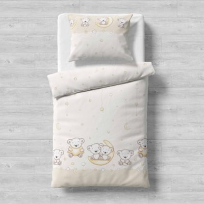 Galix-детски спален комплект Мече и луна 3 части, бежов