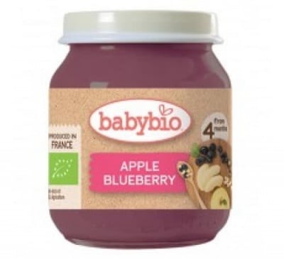 Babybio-био пюре ябълка и боровинки 4м+ 130гр