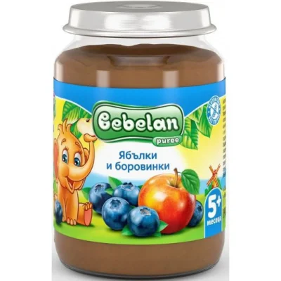 BEBELAN Пюре от ябълки и боровинки 5м. 190г