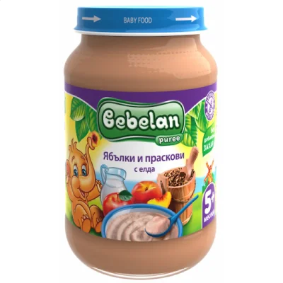 BEBELAN Млечна каша ябълки и праскови с елда 5м. 190г