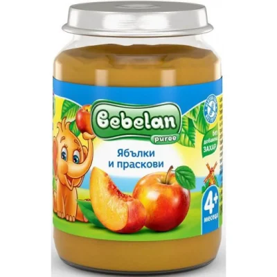 BEBELAN Пюре от ябълки и праскови 4м. 190г