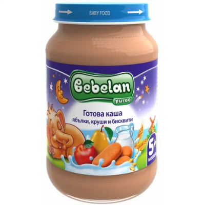 BEBELAN Млечна каша ябълки, круши и бисквити 5м. 190г