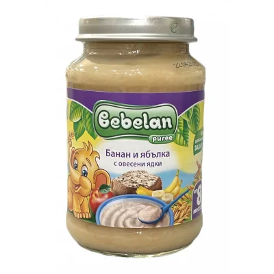 BEBELAN Банан и ябълка с овесени ядки 8м. 190г