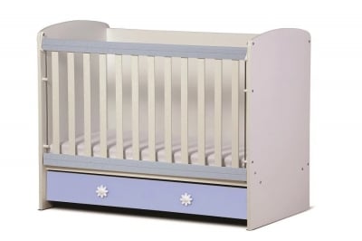 Бебешка кошара Калина 60/120см с подвижна решетка бяло+синьо
