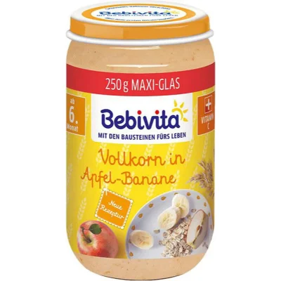 BEBIVITA БИО Пълнозърнеста каша с ябълки и банани 6м. 250г
