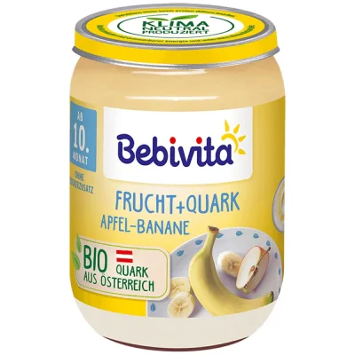 BEBIVITA БИО Дует ябълка - банан с извара 10м. 190г