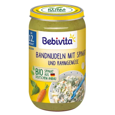 BEBIVITA БИО Паста със спанак, зеленчуци и сметана 12м. 250г