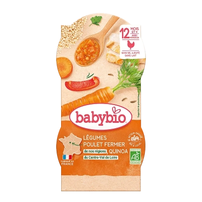 Babybio Био Меню Пилешко месо, Киноа и Зеленчуци 12м. 2х200г