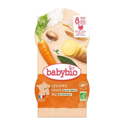 Babybio Био Меню с Пуешко и Ориз 8м. 2x200g