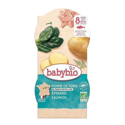 Babybio Био Меню Сьомга, Картофи и Спанак 8м. 2х200г