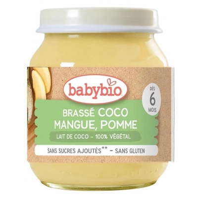 Babybio БИО Плодово пюре - Кокосово мляко, Манго и Ябълка 6м. 130г