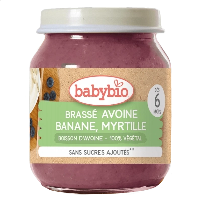 Babybio Плодово пюре с Овес, Банан и Дива боровинка 6м. 130г