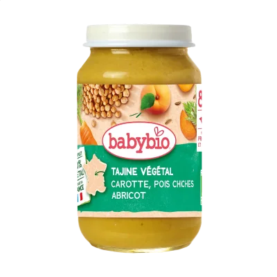 Babybio Био пюре Вегетариански Таджин с моркови, булгур, нахут и кайсии 8м. 200г