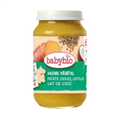 Babybio Био Пюре Вегетарианска каша със сладък картоф, леща и кокосово мляко 6м. 200г