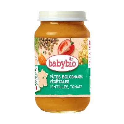 Babybio Био пюре Вегетарианска паста Болонезе с леща и домати 8м. 200г