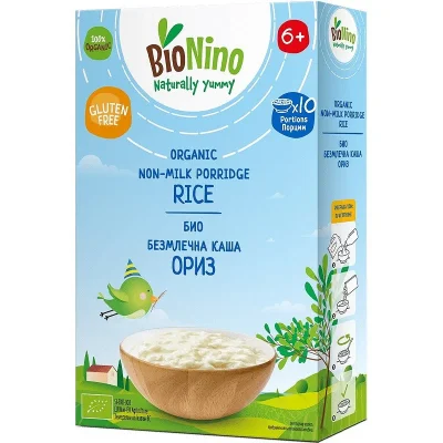 BioNino Био Безмлечна оризова каша за бебета 6м. 200г
