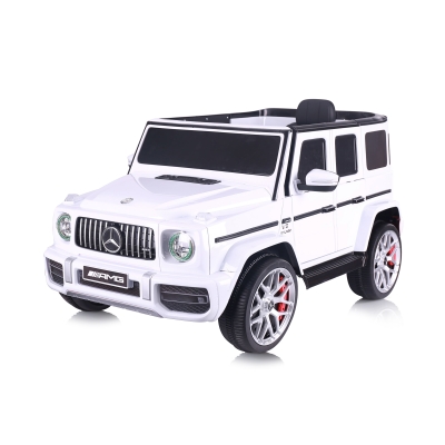 Акумулаторен джип Mercedes AMG G63  бял, EVA гуми, коженa