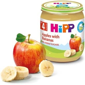 Hipp-био пюре ябълки и банани 4м+ 125гр