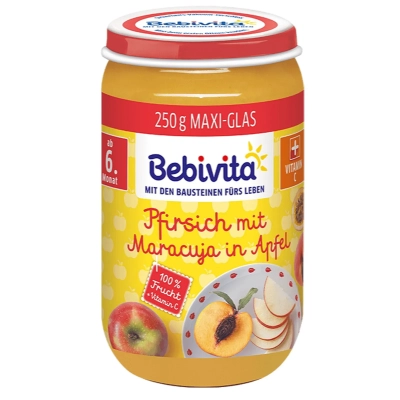 BEBIVITA БИО Праскова, маракуя и ябълка 6м. 250г