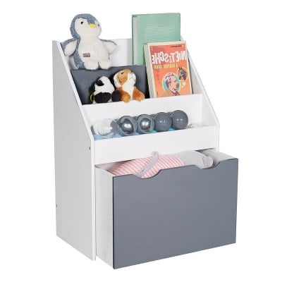 Етажерка за книжки и ракла на колелца за съхранение на играчки - WHITE/GREY