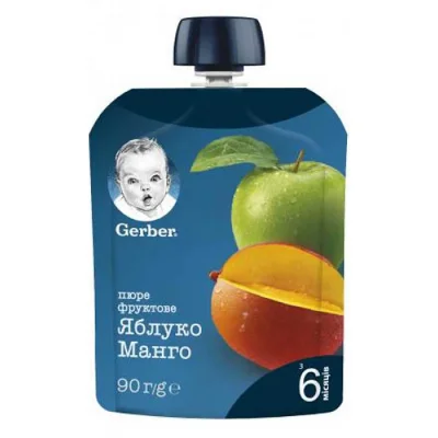 GERBER Ябълка и манго 6м. 80г