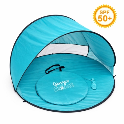 Детска Pop-Up Палатка за Игра GINGER HOME с UV Защита 50+ – Кръгла, Лека и Сгъваема, за Плаж и Градина, 150×150×90 см