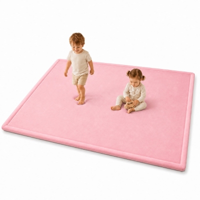 Детски Мемори Килим Ginger Home LOLLA, 150x200 См, 3,5 См Дебелина, Кадифено Мек Водоустойчив Горен Слой, Мемори Пяна, Противохлъзгаща Основа, Розов