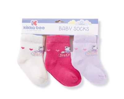 Бебешки памучни термо чорапи FROGS PINK 2-3 години