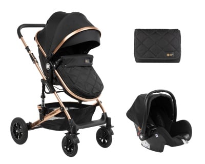 Комбинирана количка 3 в 1 с трансформираща седалка Amaia All Black
