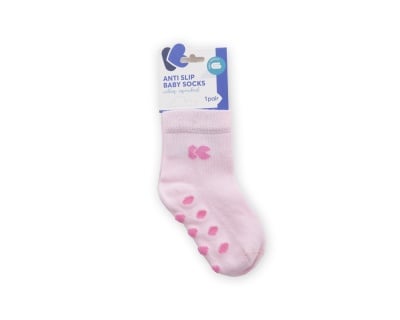 Бебешки памучни чорапи с релефно стъпало момиче LIGHT PINK 6-12 месеца