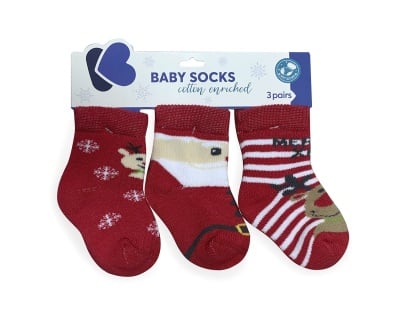 Бебешки памучни термо чорапи MERRY XMAS 0-6 месеца