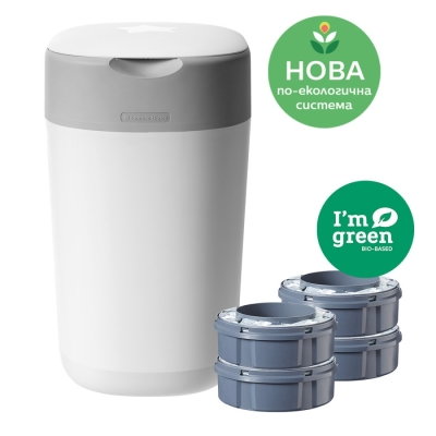 Хигиенен кош за памперси Tommee Tippee Twist&Click - БЯЛ с 4 бр. резервни касети