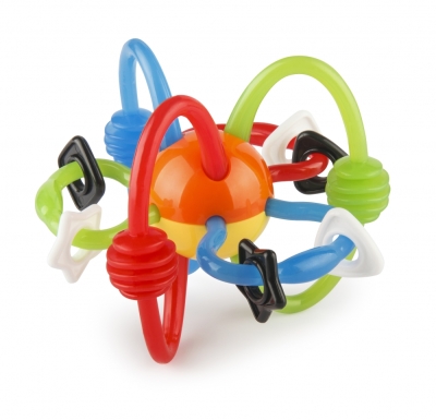 Бебешка дрънкалка и гризалка, Infantino, Топка, Оранжево и жълто