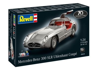 Сглобяем модел, Revell, Подаръчен комплект автомобил Mercedes-Benz 300 SLR, 124 части