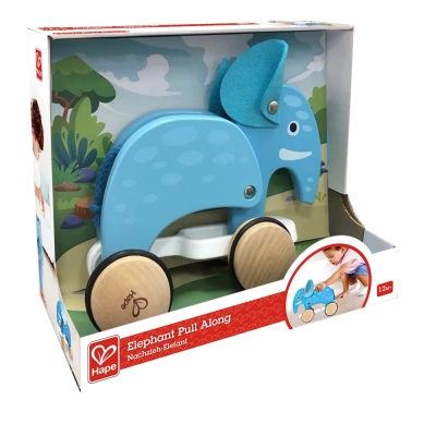 Дървена играчка за дърпане, Hape, Слон, 24 x 11 x 20 см