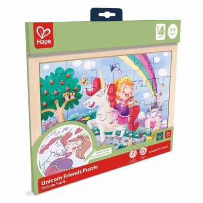 Дървен пъзел, Hape, Еднорог и приятели, 24 части