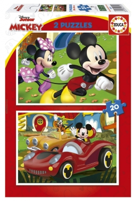 Пъзел 2 в 1 Educa, Mickey Mouse, Забавна къща, 2 x 20 части