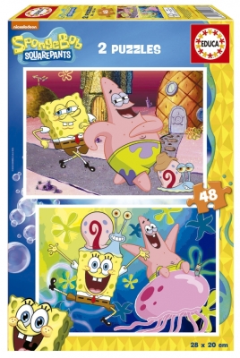 Пъзел 2 в 1, Educa, Sponge Bob, 2×48 части