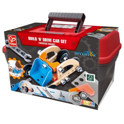 Дървен комплект, Hape, Млад изобретател, Автомобил, 37 части