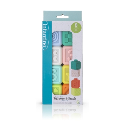 Комплект меки бебешки сензорни кубчета, Infantino, 8 броя