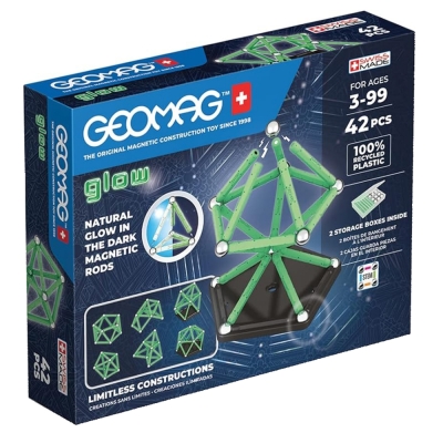 Магнитен конструктор, Geomag, Glow, 42 части