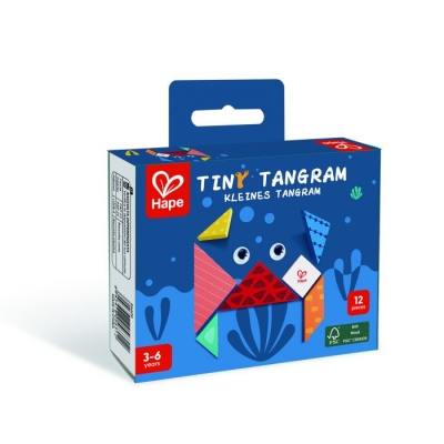 Дървена играчка, Hape, малък Танграм, 12 части
