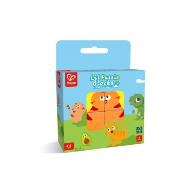 Малък дървен пъзел с кубчета, Hape, 4 части