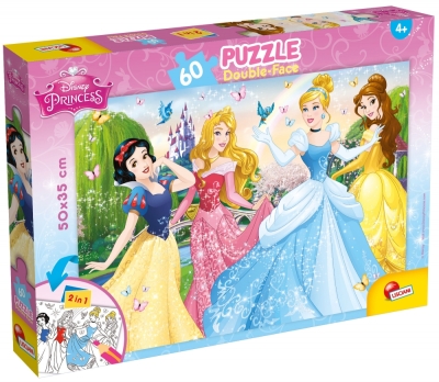 Пъзел, Lisciani, Disney Princess, Принцеси, Двулицев пъзел 60 части