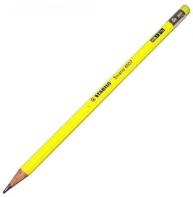 Графитен молив, Stabilo, Swano fluo HB с гума, Жълт