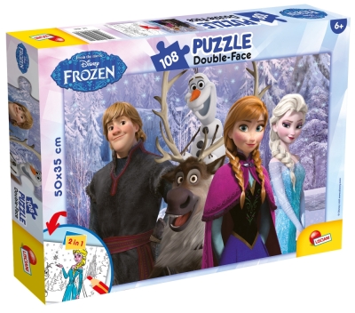 Пъзел, Lisciani, Frozen, Двулицев пъзел 108 части
